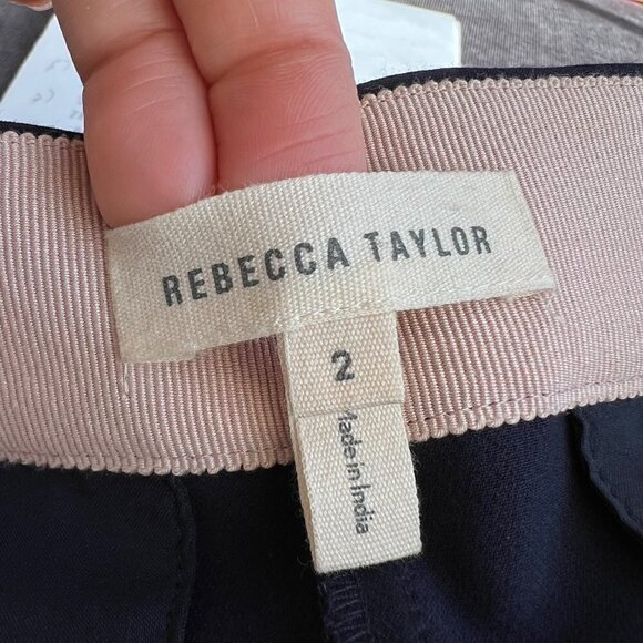 Rebecca Taylor wide legs crop Pants, Nany blue, Size 2 - Picture 9 of 12